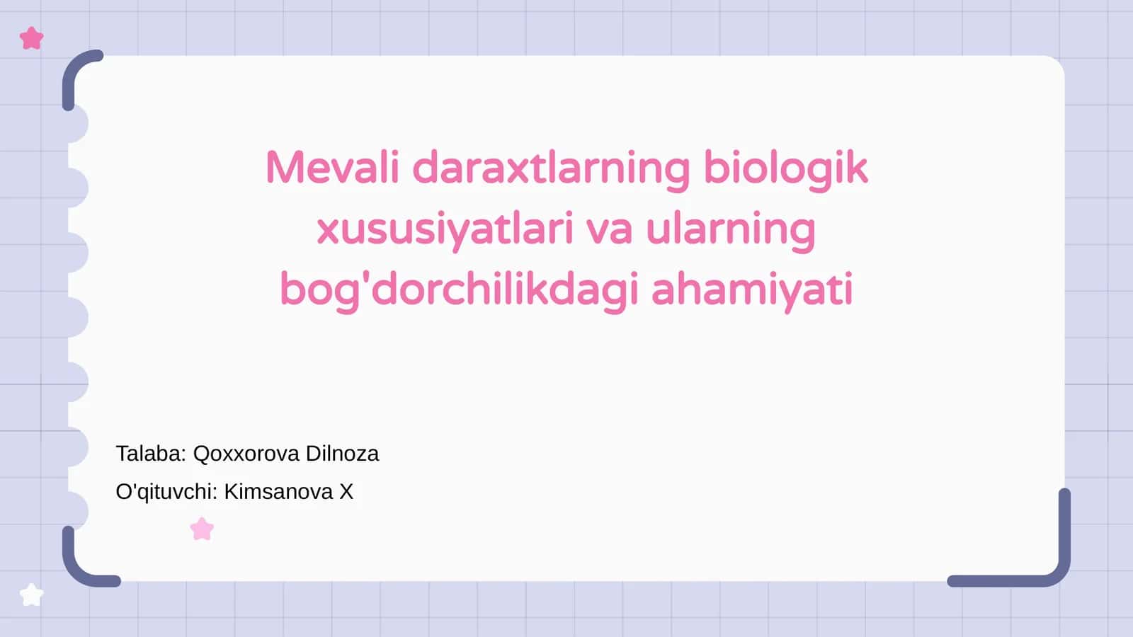 Mevali daraxtlarning biologik xususiyatlari va ularning bog'dorchilikdagi ahamiyati