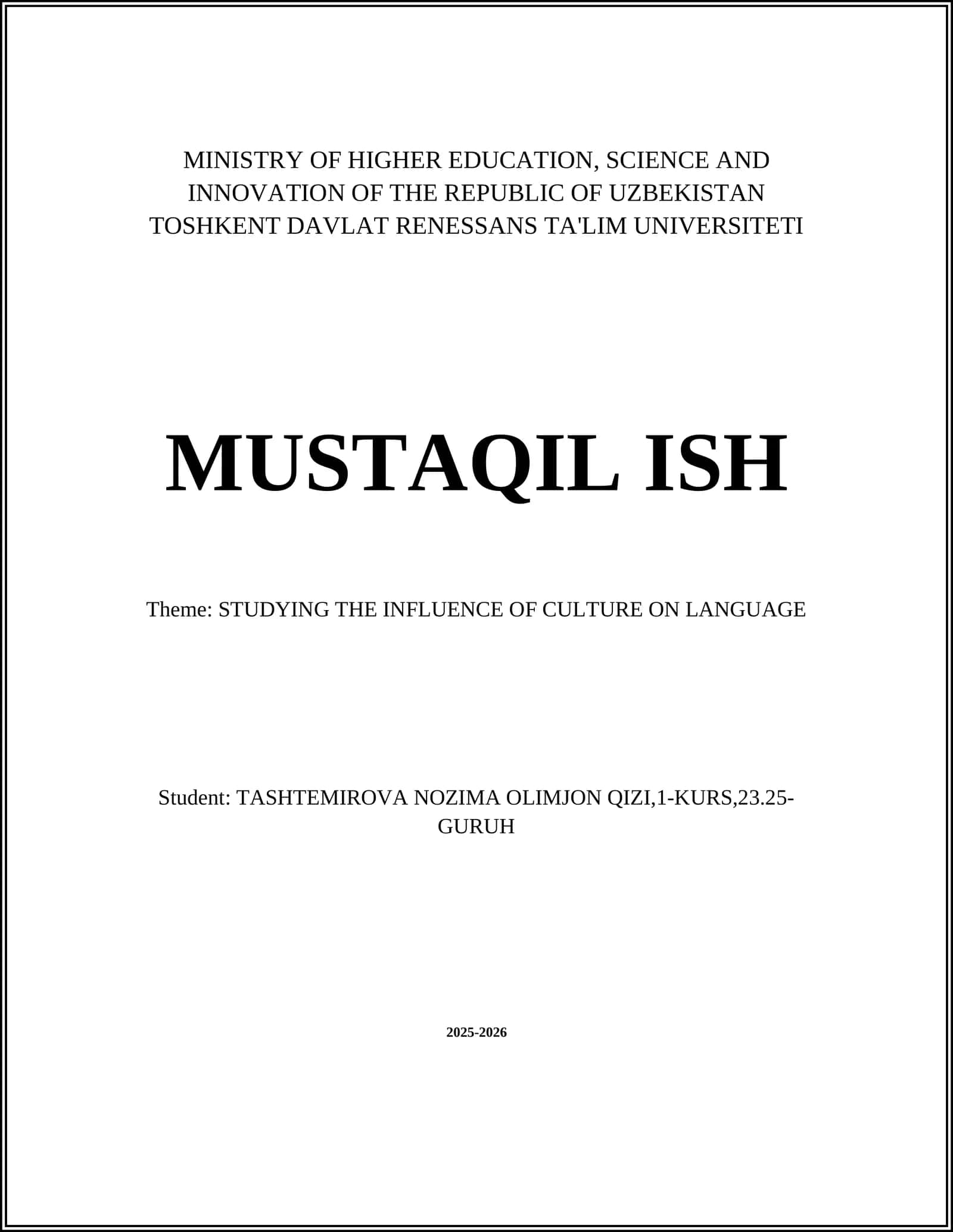 Study on the Influence of Culture on Language