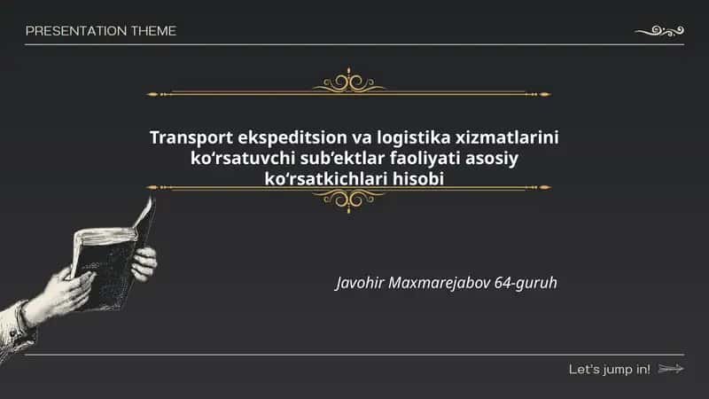 Transport ekspeditsion va logistika xizmatlarini ko‘rsatuvchi sub’ektlar faoliyati asosiy ko‘rsatkichlari hisobi