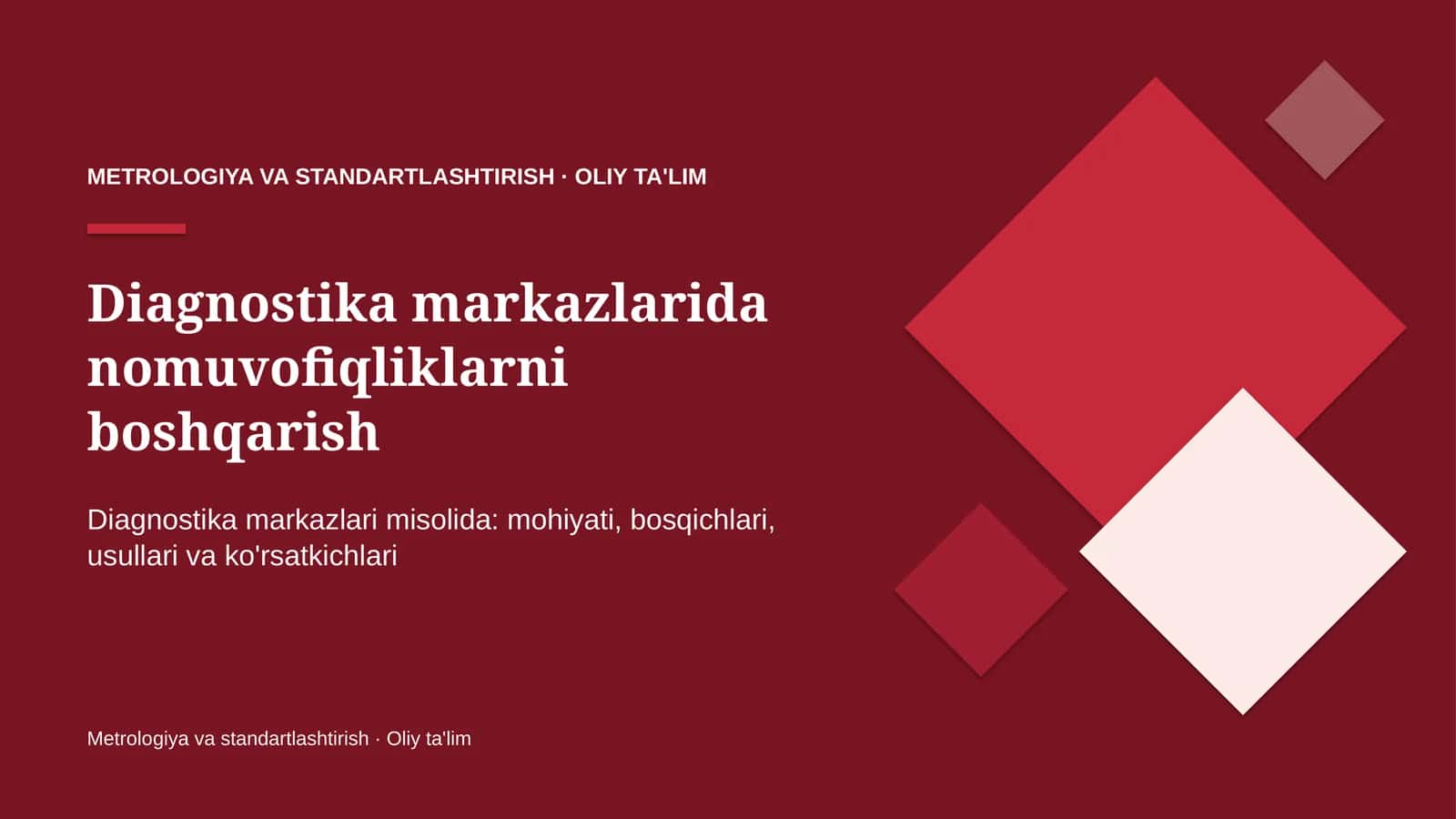 diagnostika markazlarida nomuvofiqliklarni boshqarish 1947