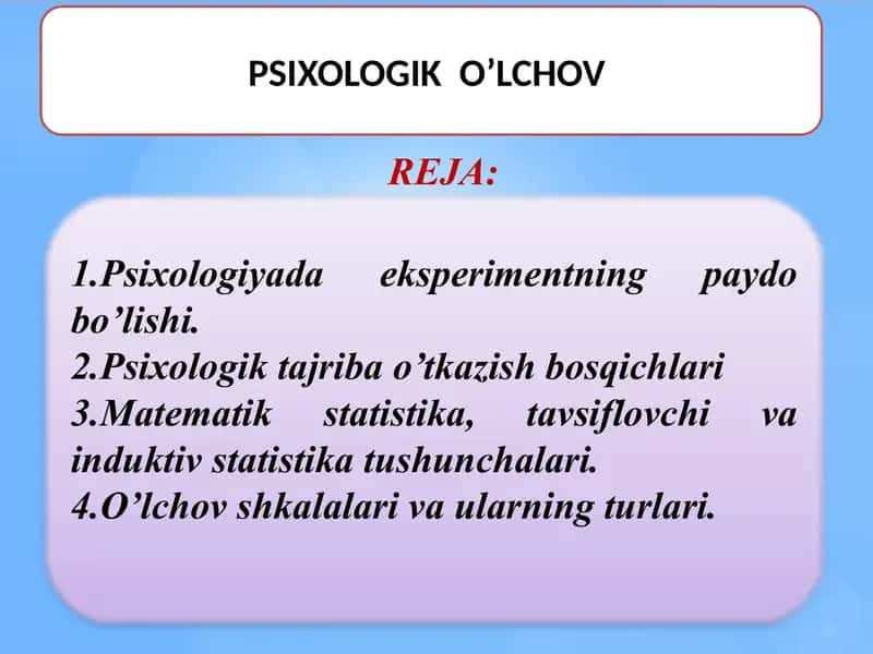 PSIXOLOGIK O’LCHOV