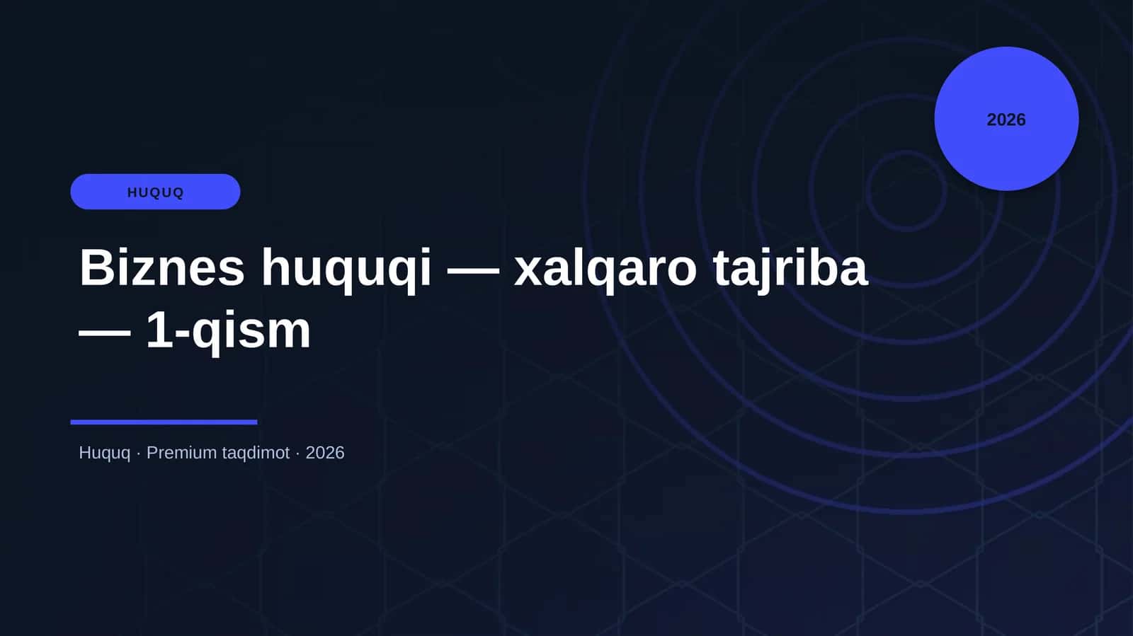 Biznes huquqi — xalqaro tajriba — 1-qism