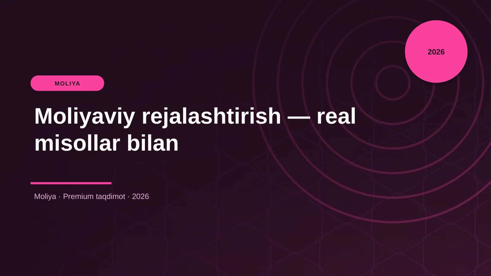 Moliyaviy rejalashtirish — real misollar bilan