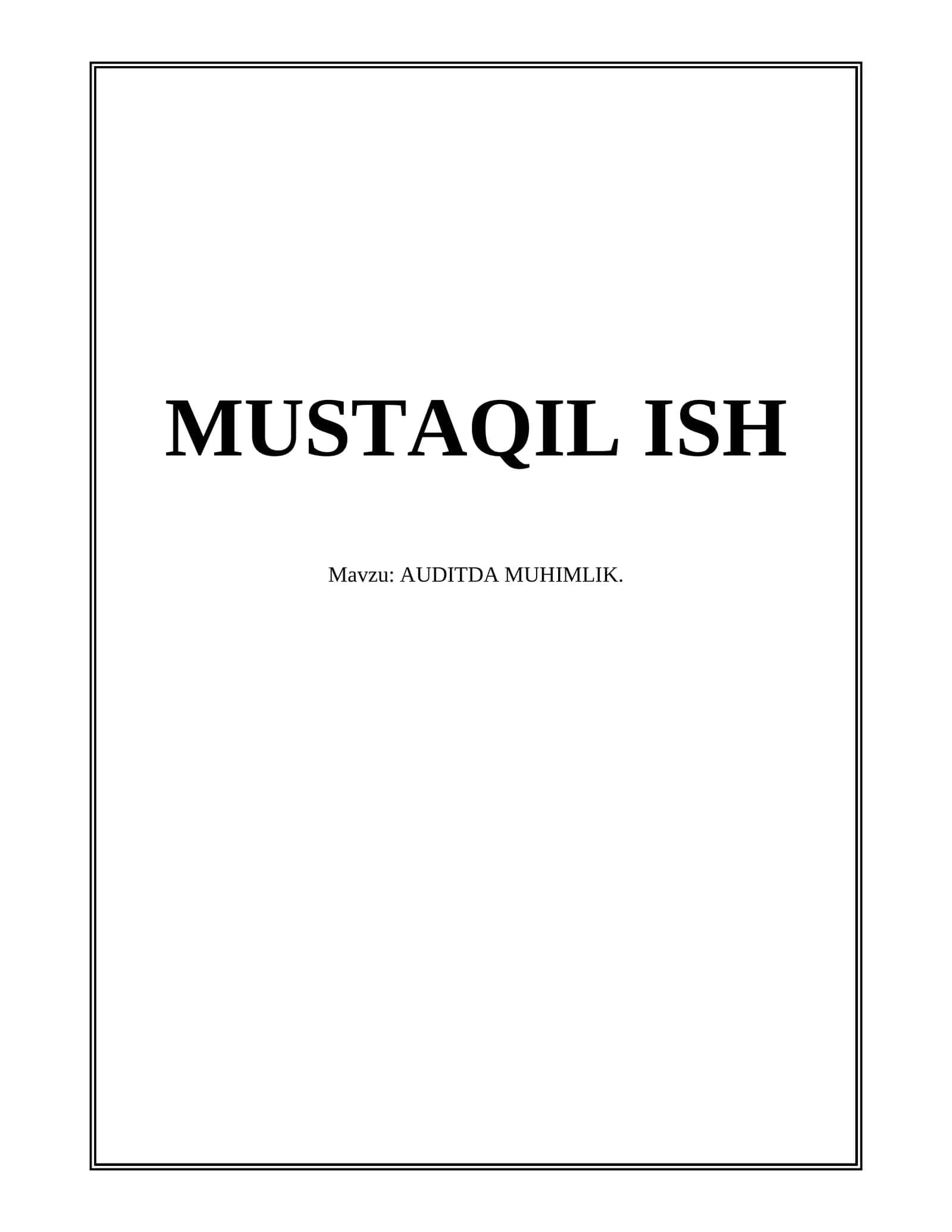 AUDITDA MUHIMLIK