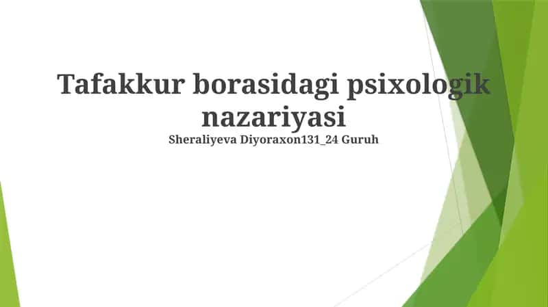 Tafakkur borasidagi psixologik nazariyasi