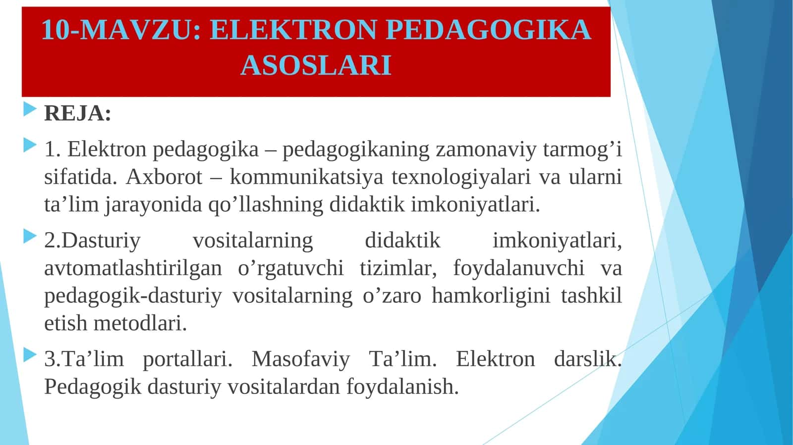 ELEKTRON PEDAGOGIKA ASOSLARI