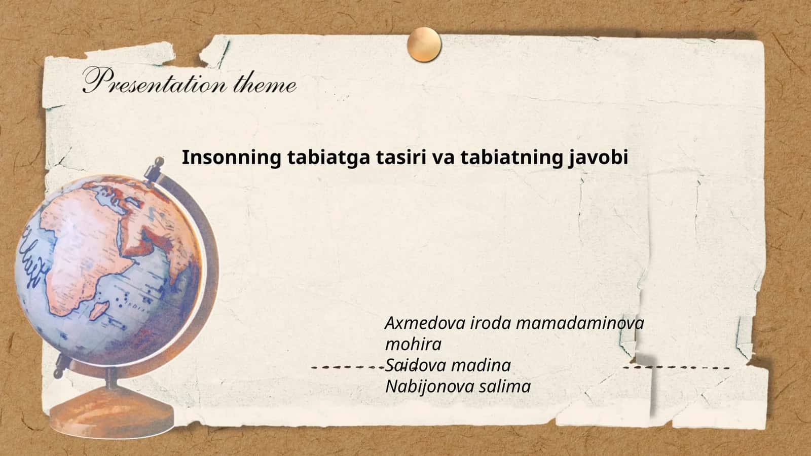 Insonning tabiatga tasiri va tabiatning javobi