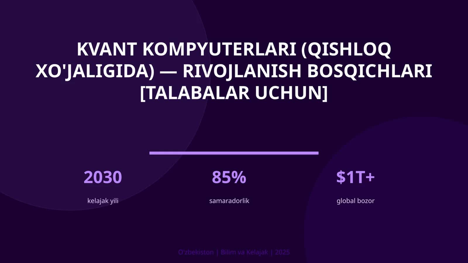 Kvant kompyuterlari (qishloq xo'jaligida) — rivojlanish bosqichlari [talabalar uchun]