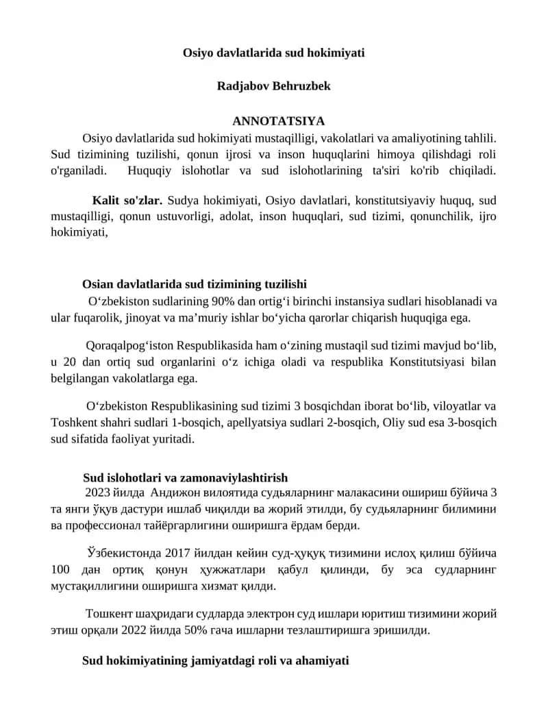Osian davlatlarida sud hokimiyati