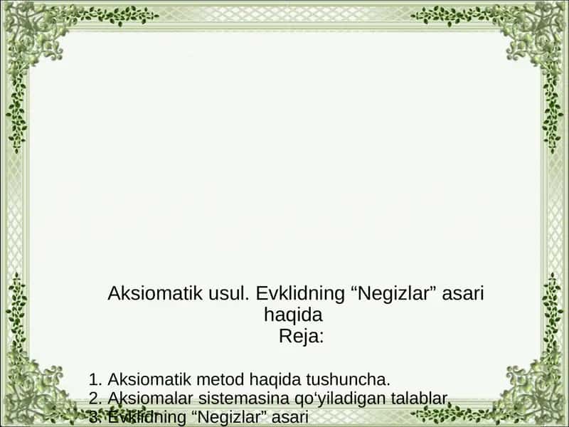 Evklidning“Negizlar”asari