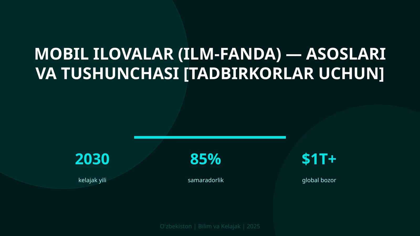 MOBIL ILOVALAR (ILM-FANDA) — ASOSLARI VA TUSHUNCHASI [TADBIRKORLAR UCHUN]