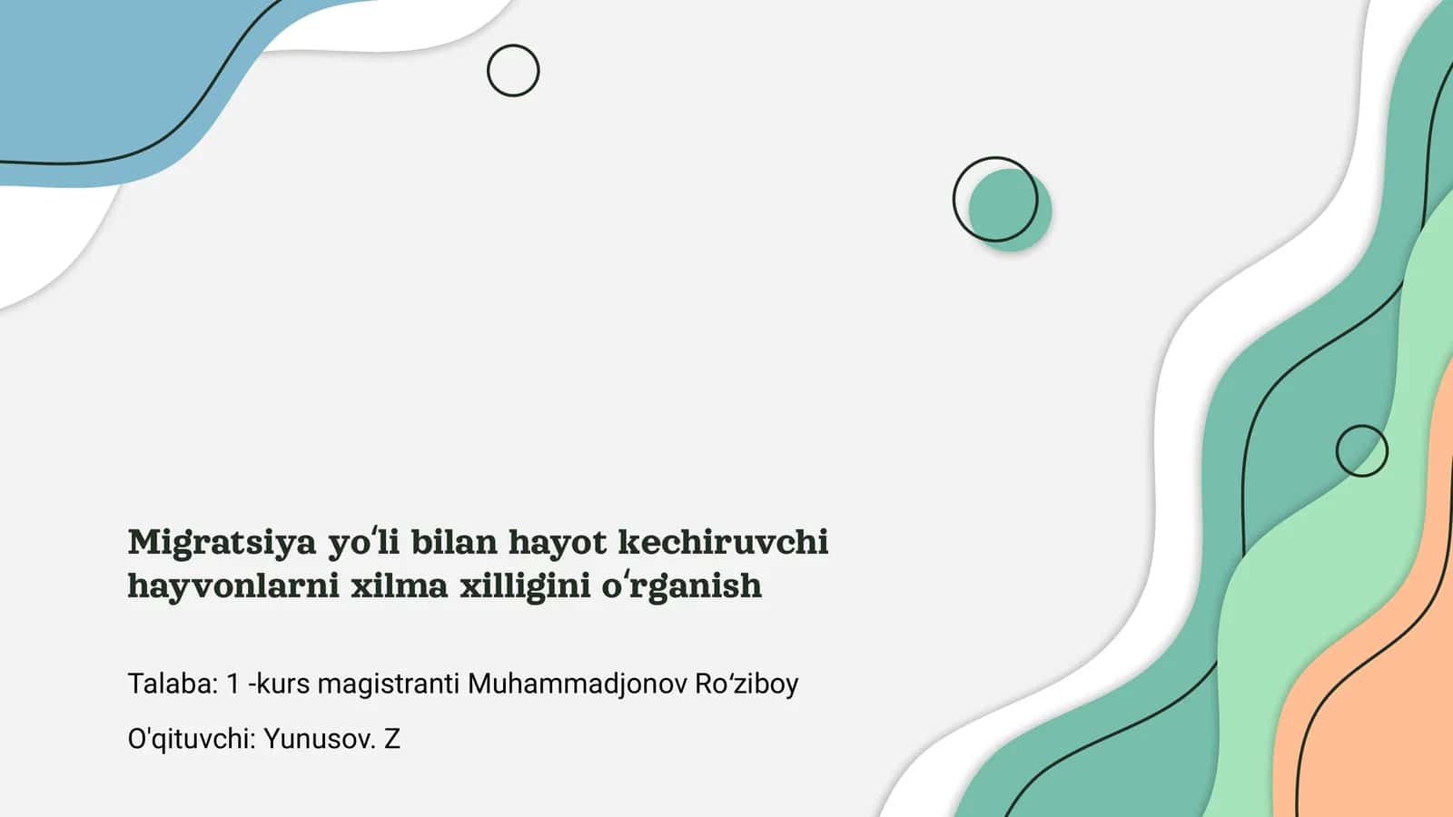 Migratsiya yo'li bilan hayot kechiruvchi hayvonlarni xilma xilligini o'rganish