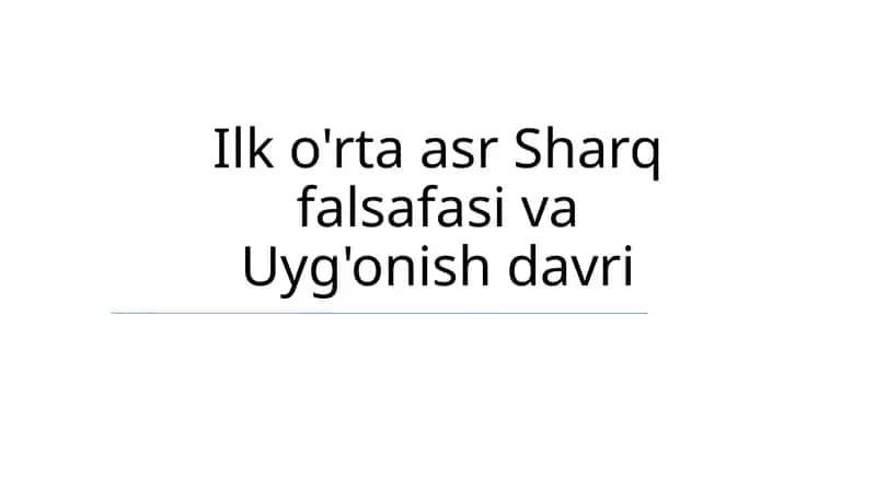Ilk o'rta asr Sharq falsafasi va Uyg'onish davri
