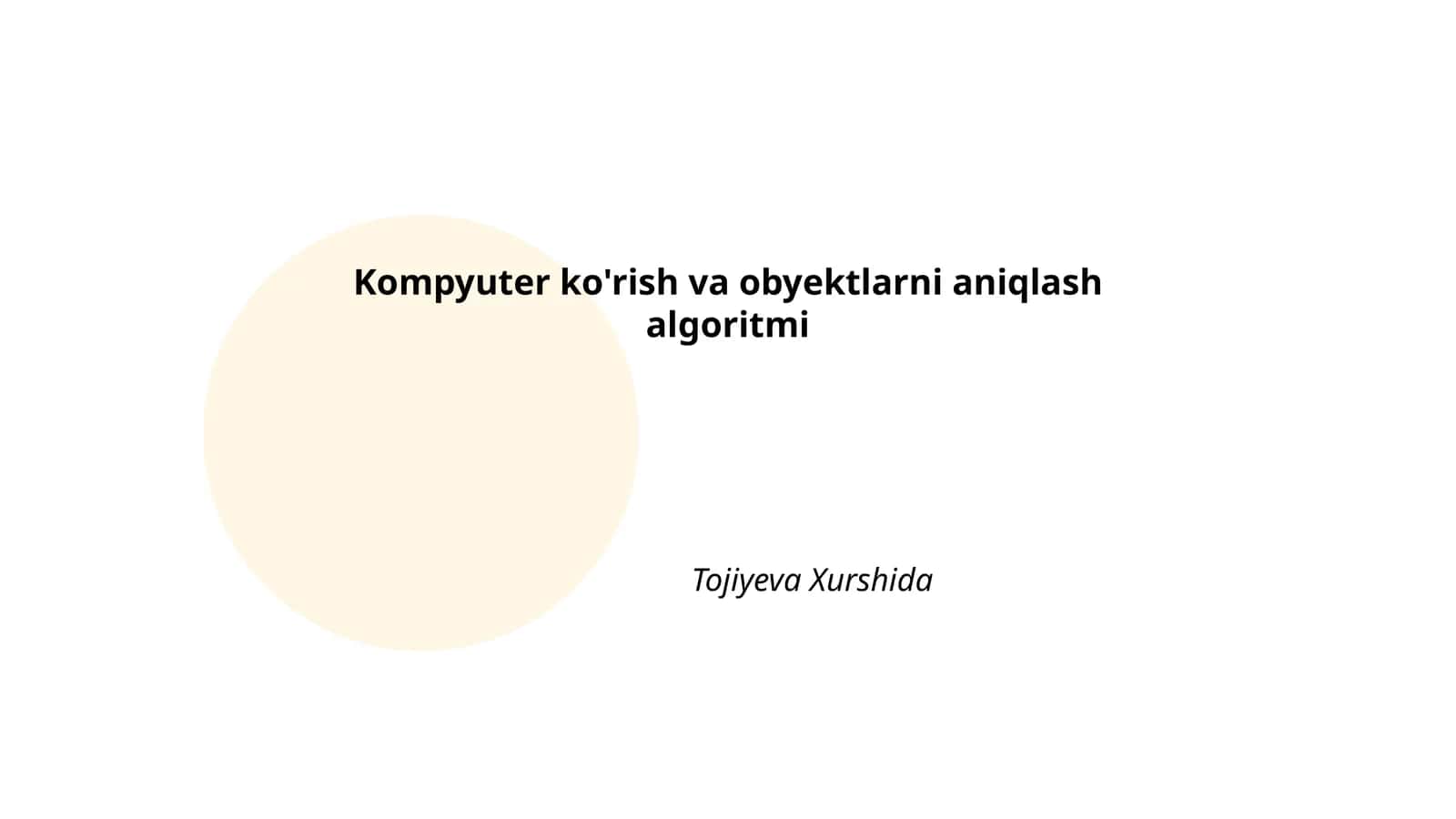 Kompyuter ko'rish va obyektlarni aniqlash algoritmi