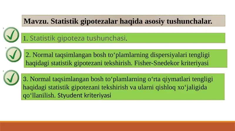 Statistik gipotezalar haqida asosiy tushunchalar