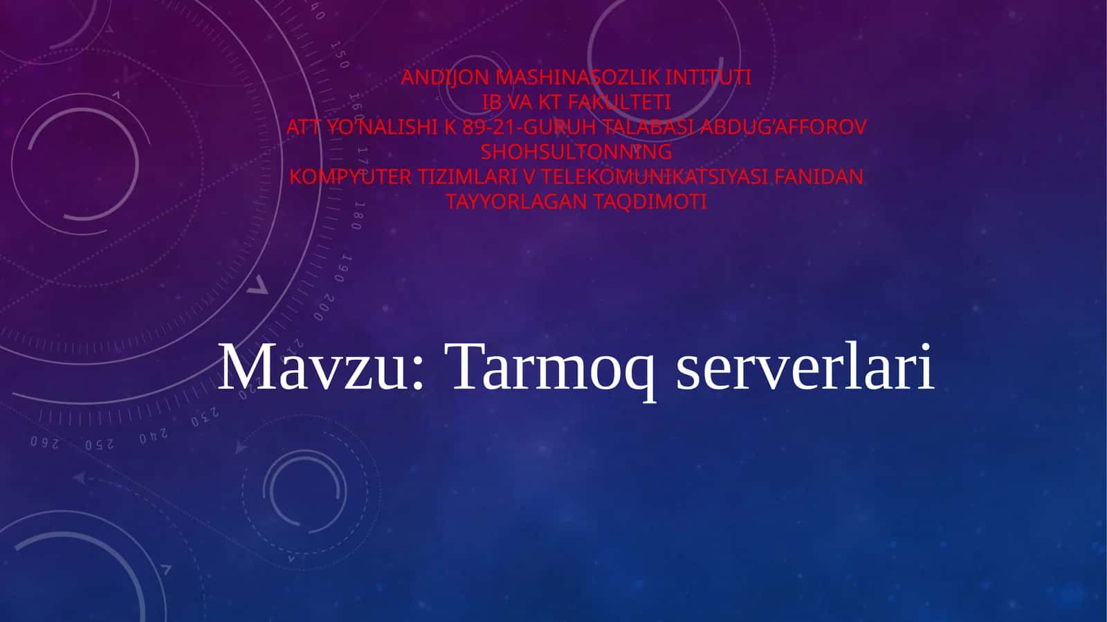 Kompyuter tarmoq haqida ma'lumot