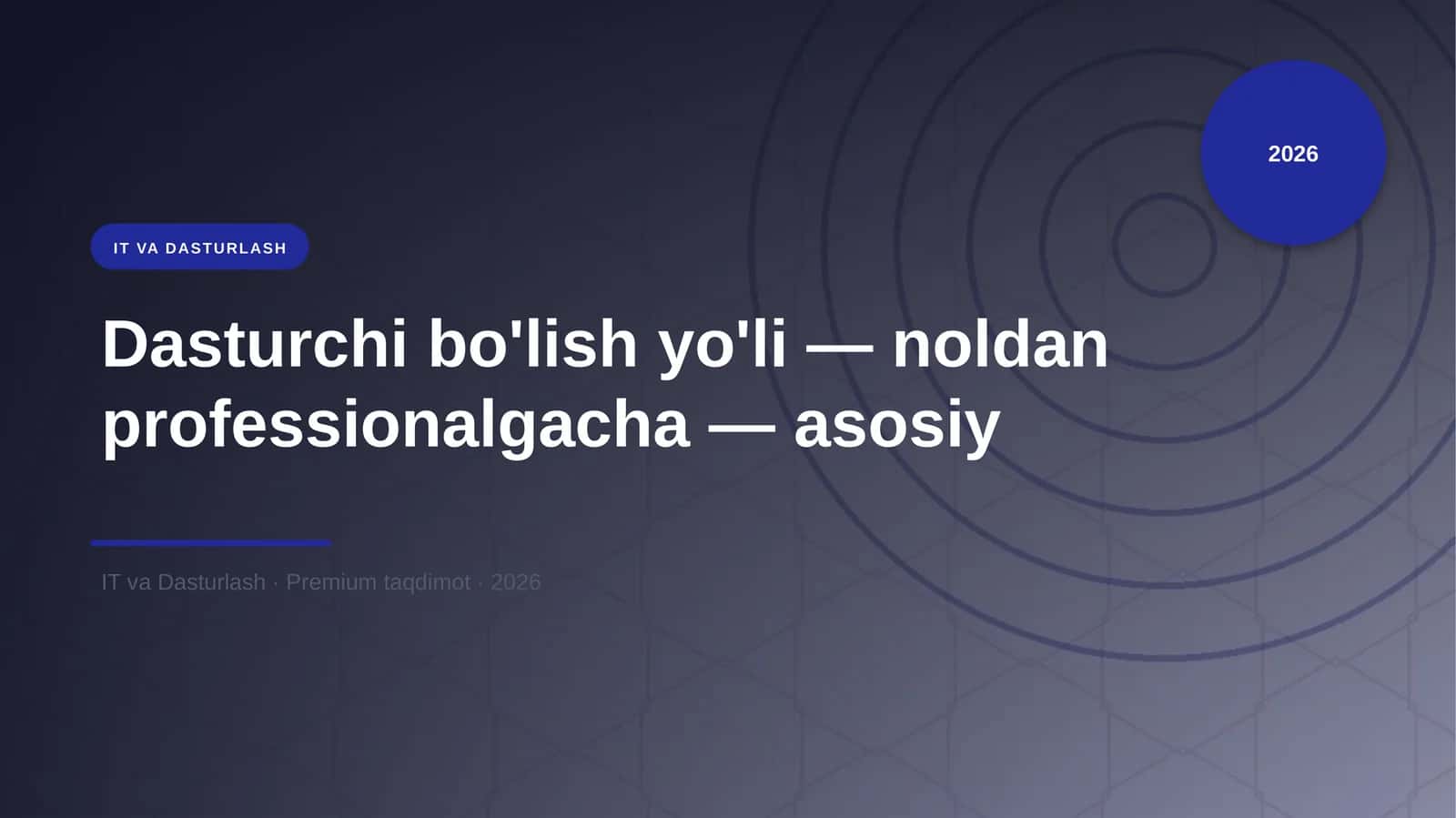 Dasturchi bo'lish yo'li — noldan professionalgacha — asosiy