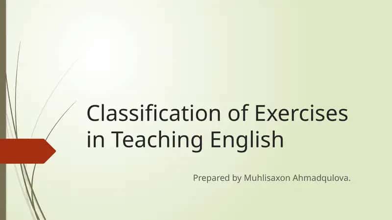 Classification of Exercises in Teaching English