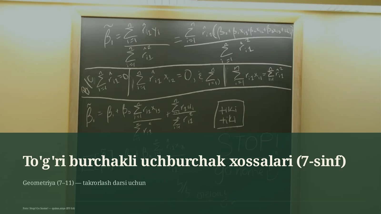 To'g'ri burchakli uchburchak xossalari (7-sinf)