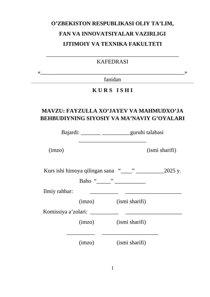FAYZULLA XOʻJAYEV VA BEHBUDIY hayoti va ijodi