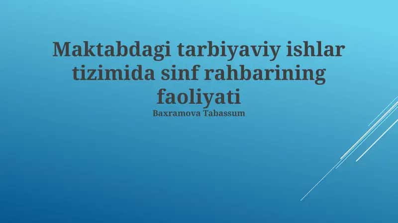 Sinf O'qituvchisi faoliyati