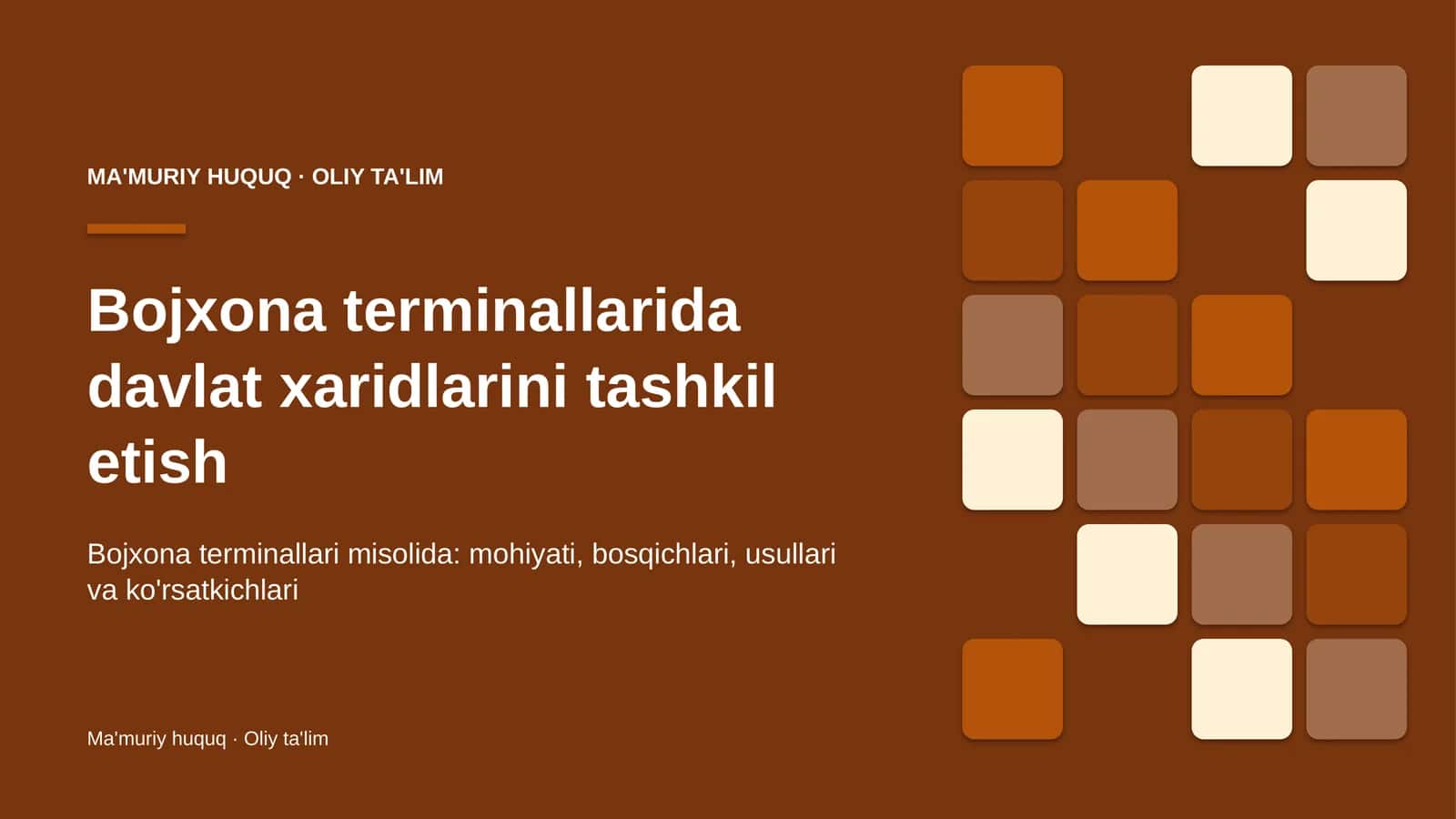 Bojxona terminallarida davlat xaridlarini tashkil etish