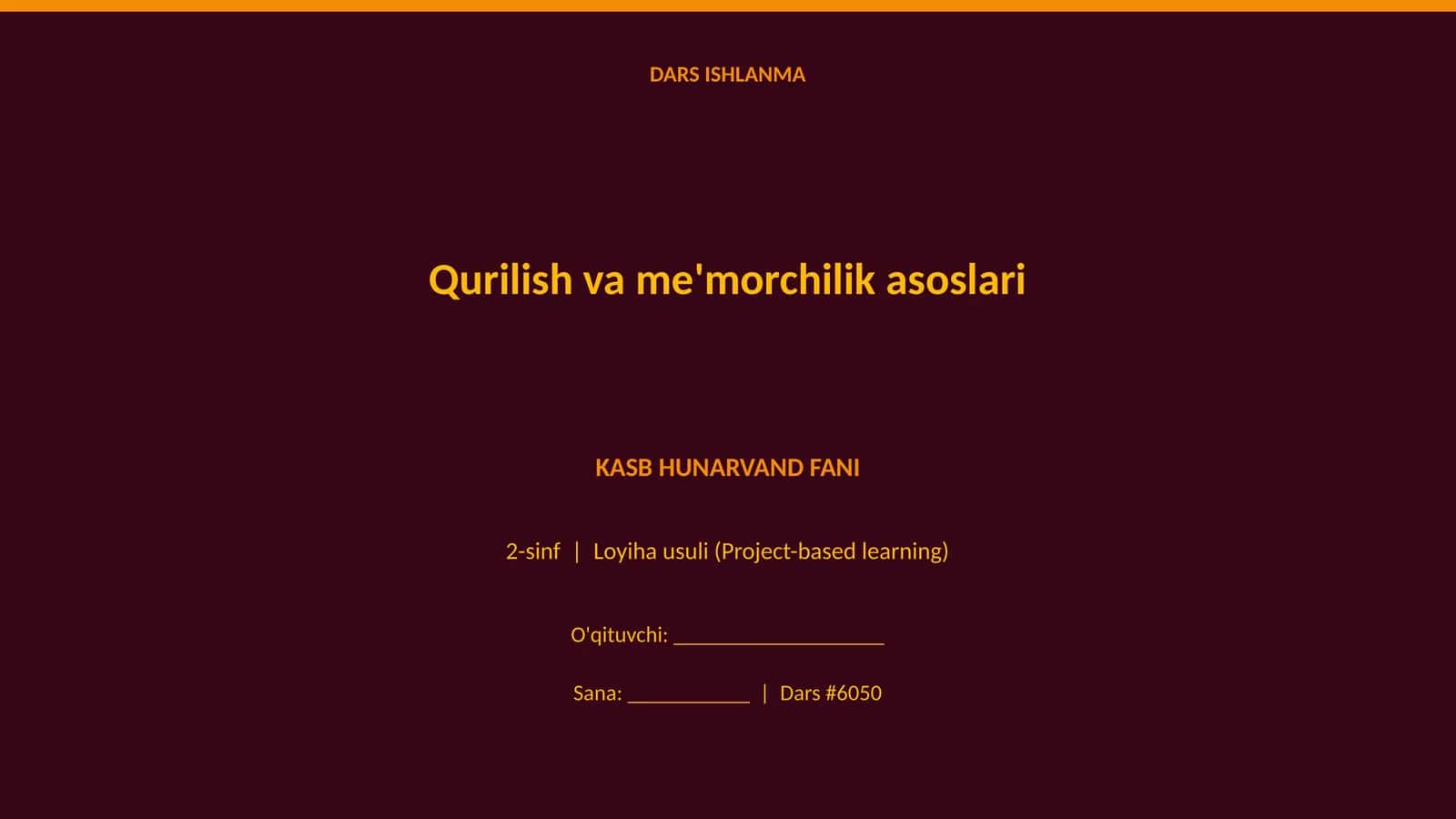 Qurilish va me'morchilik asoslari