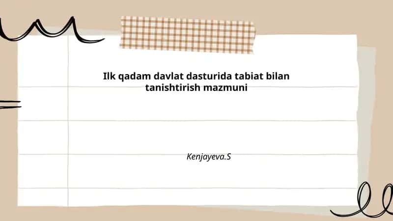 Ilk qadam dasturida tabiat bilan tanishtirish mazmuni