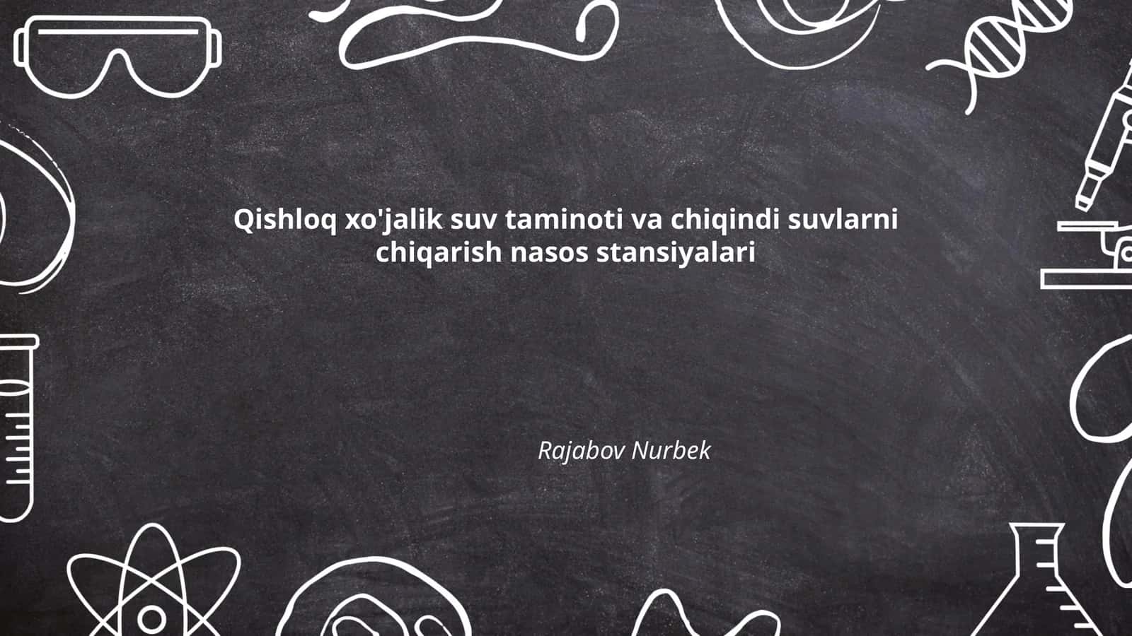 Qishloq xo'jalik suv taminoti va chiqindi suvlarni chiqarish nasos stansiyalari