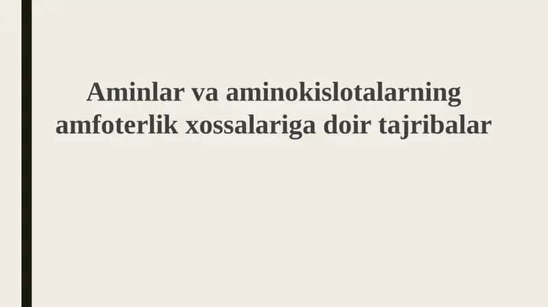Aminlar va aminokislotalarning amfoterligi