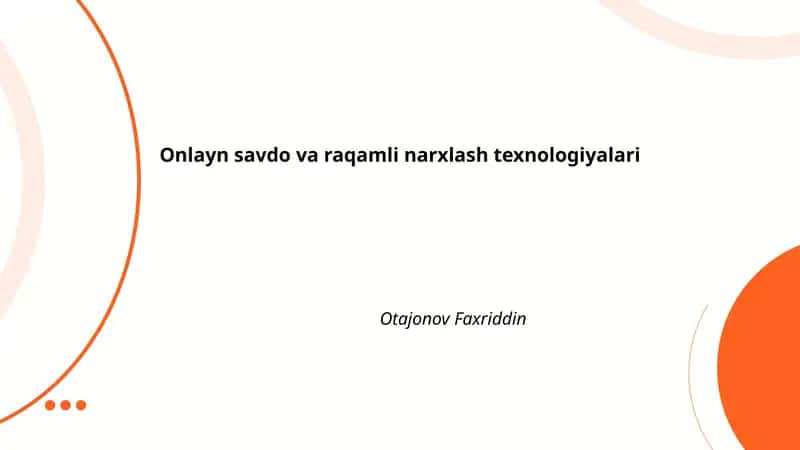 Onlayn savdo va raqamli narxlash texnologiyalari