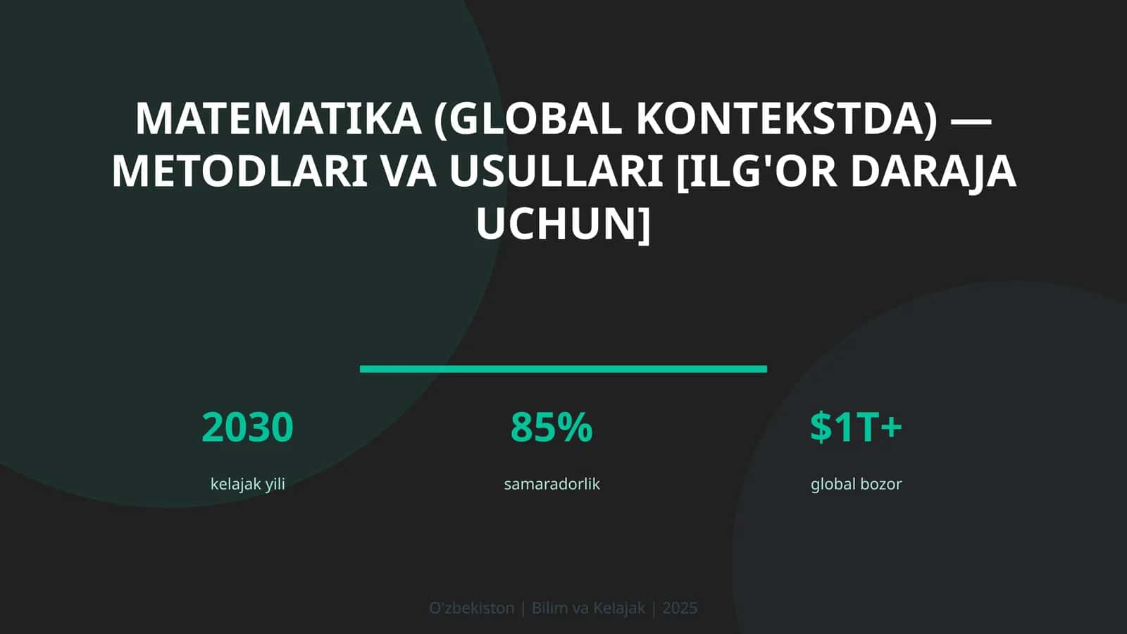 Matematika (GLOBAL KONTEKSTDA) — METODLARI VA USULLARI [ILG'OR DARAJA UCHUN]