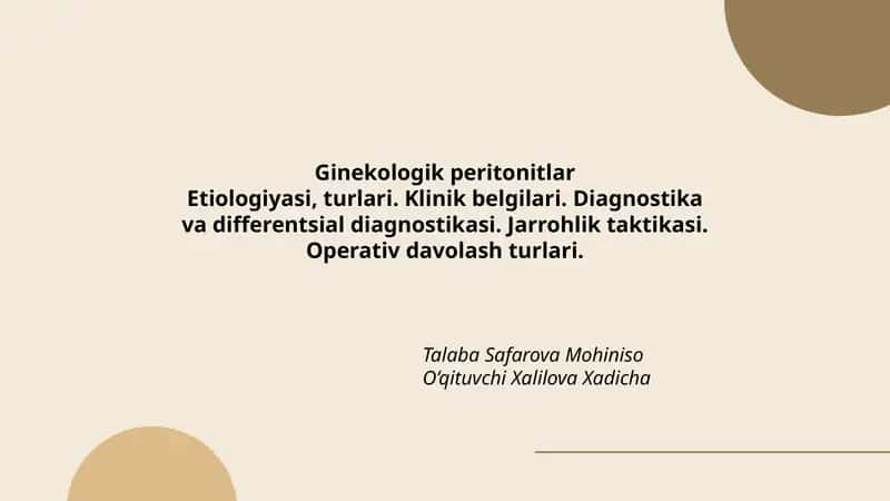 Ginekologik peritonitlar