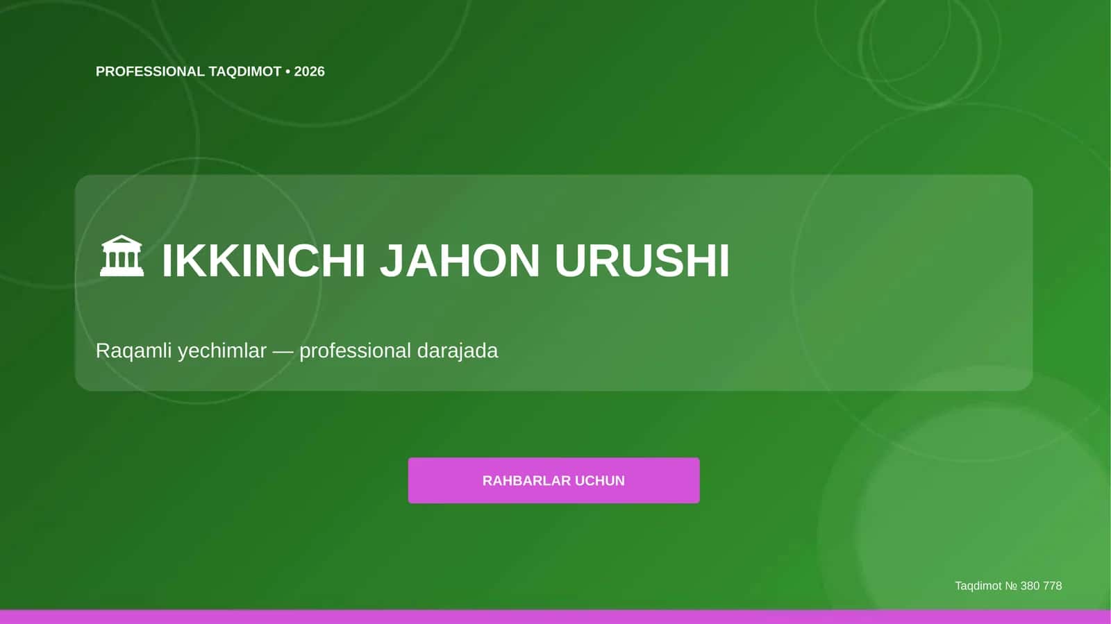 Ikkinchi jahon urushi: raqamli yechimlar (professional darajada) [rahbarlar uchun]