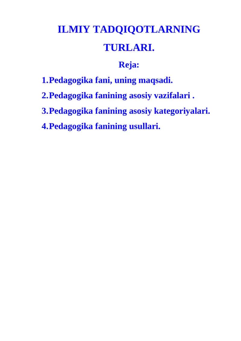 Pedagogika fanining asosiy kategoriyalari