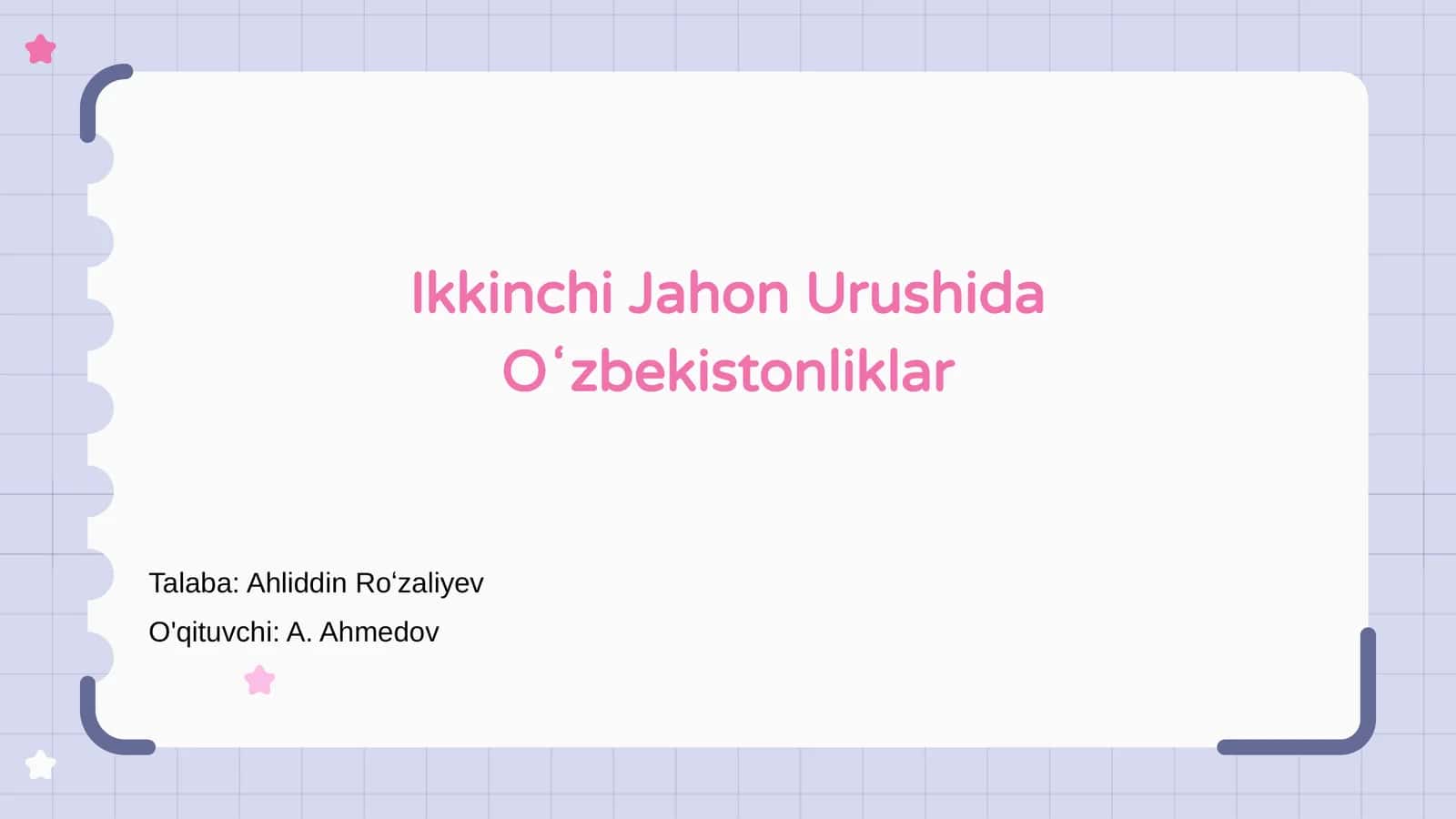 Ikkinchi Jahon Urushida Oʻzbekistonliklar