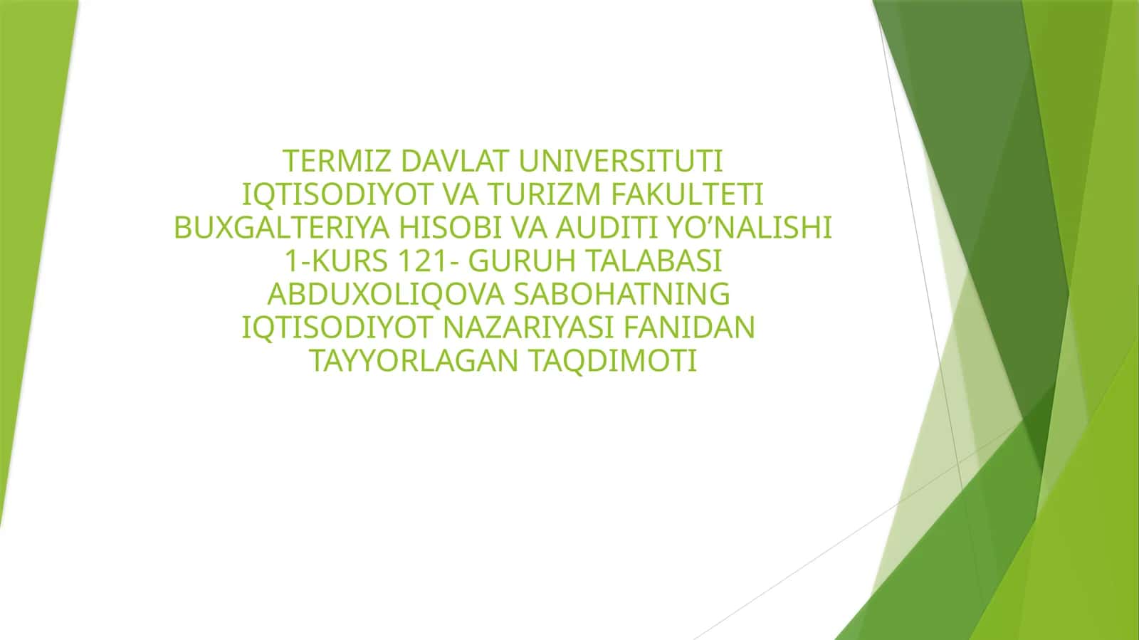 INVESTITSIYALAR VA INVESTORLAR