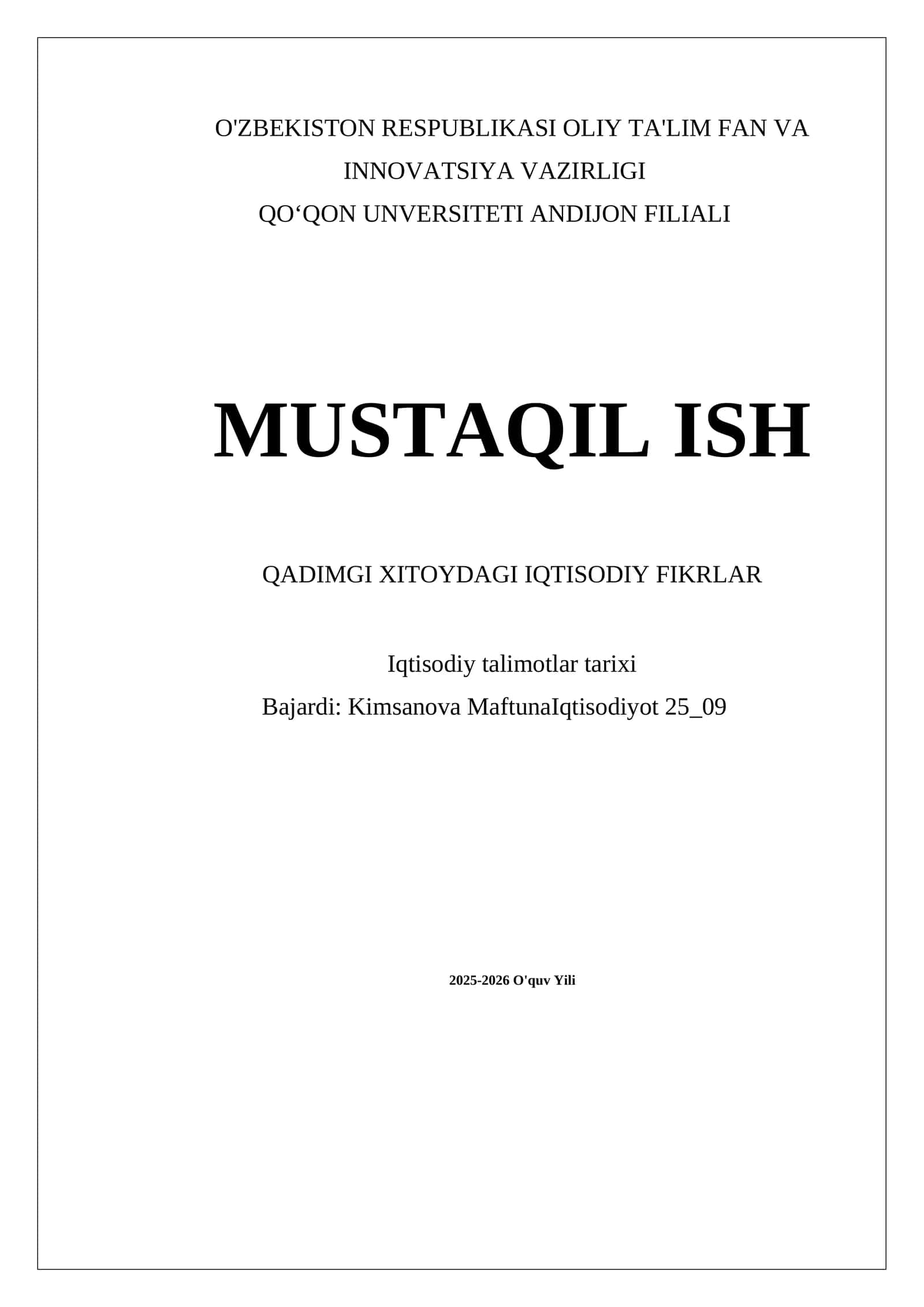 Qadimgi Xitoydagi Iqtisodiy Fikrlar