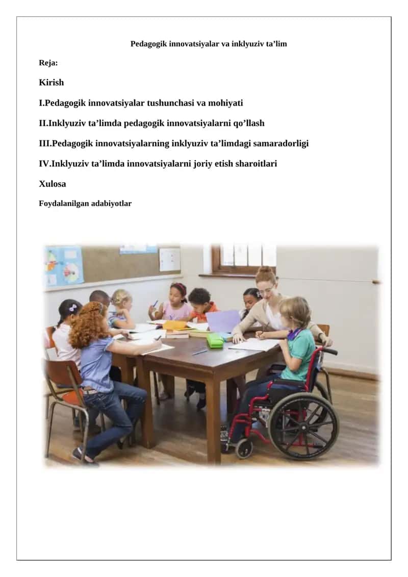 Pedagogik innovatsiyalar va inklyuziv ta’lim