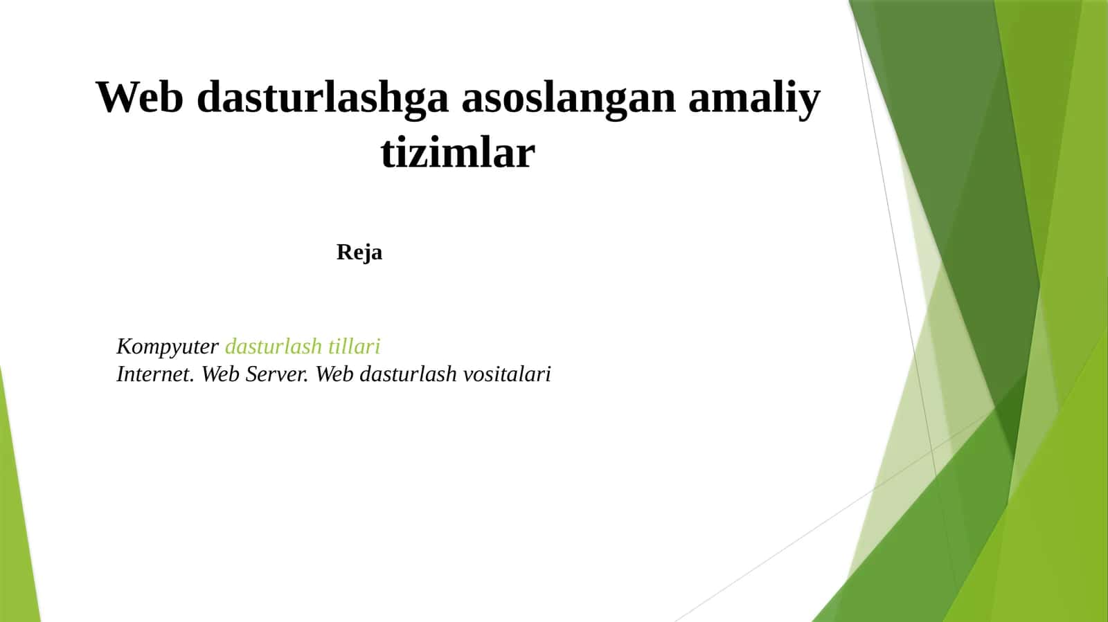 Web dasturlashga asoslangan amaliy tizimlar