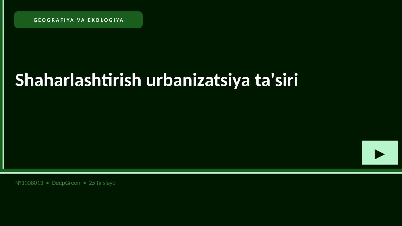 Shaharlashtirish urbanizatsiya ta'siri