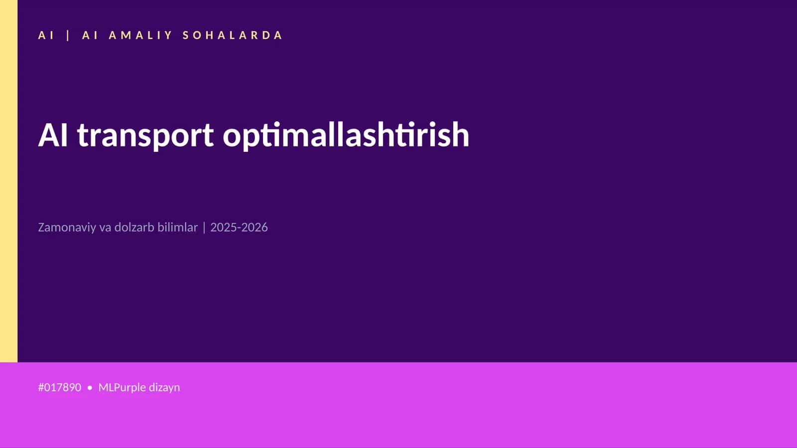 AI transport optimallashtirish