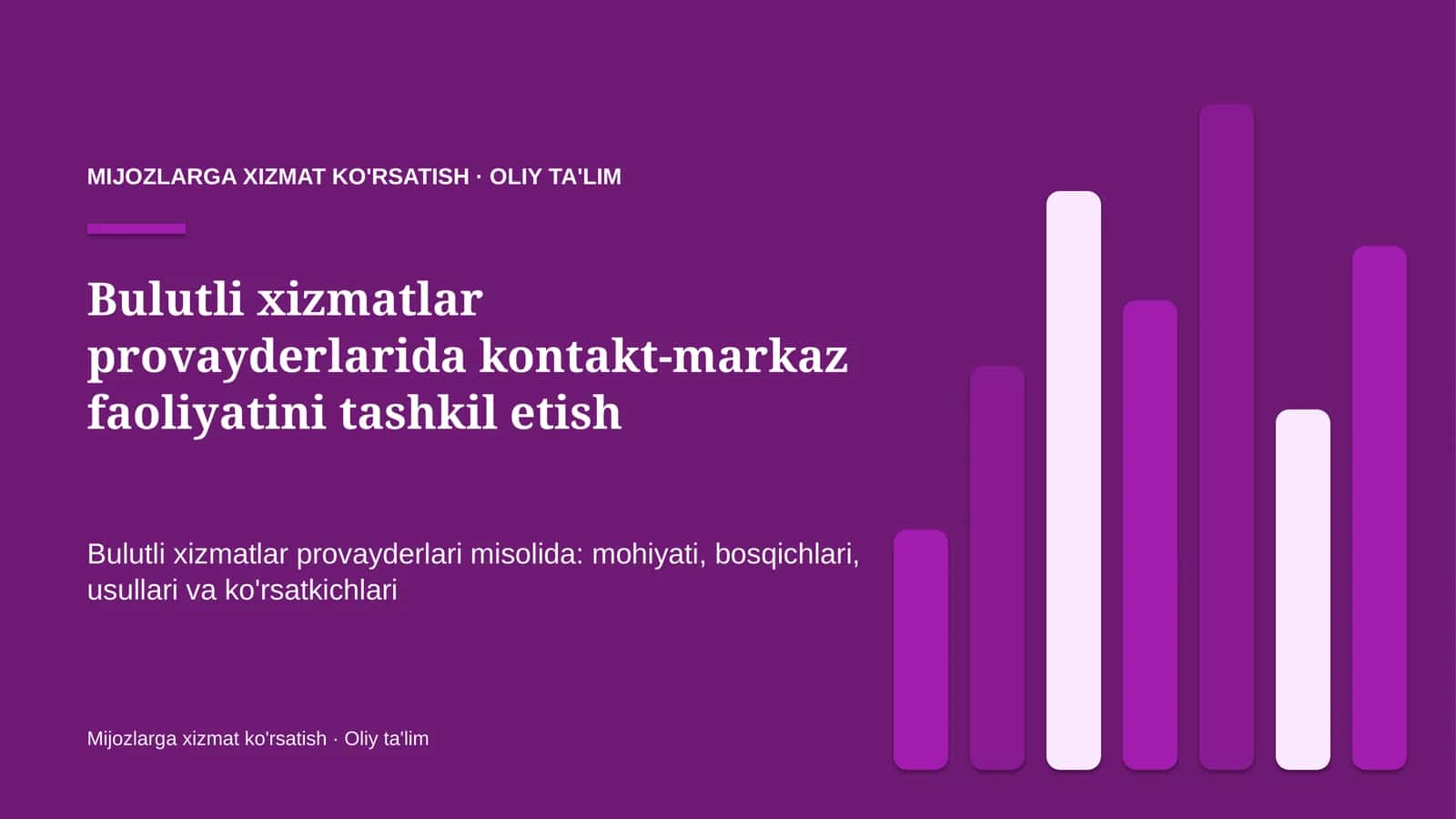 Bulutli xizmatlar provayderlarida kontakt-markaz faoliyatini tashkil etish
