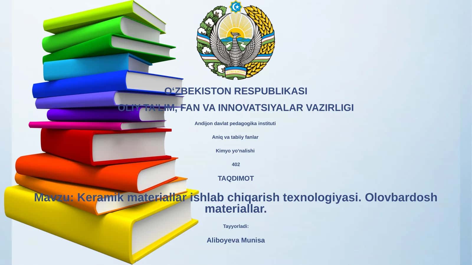 Keramik materiallar ishlab chiqarish texnologiyasi. Olovbardosh materiallar