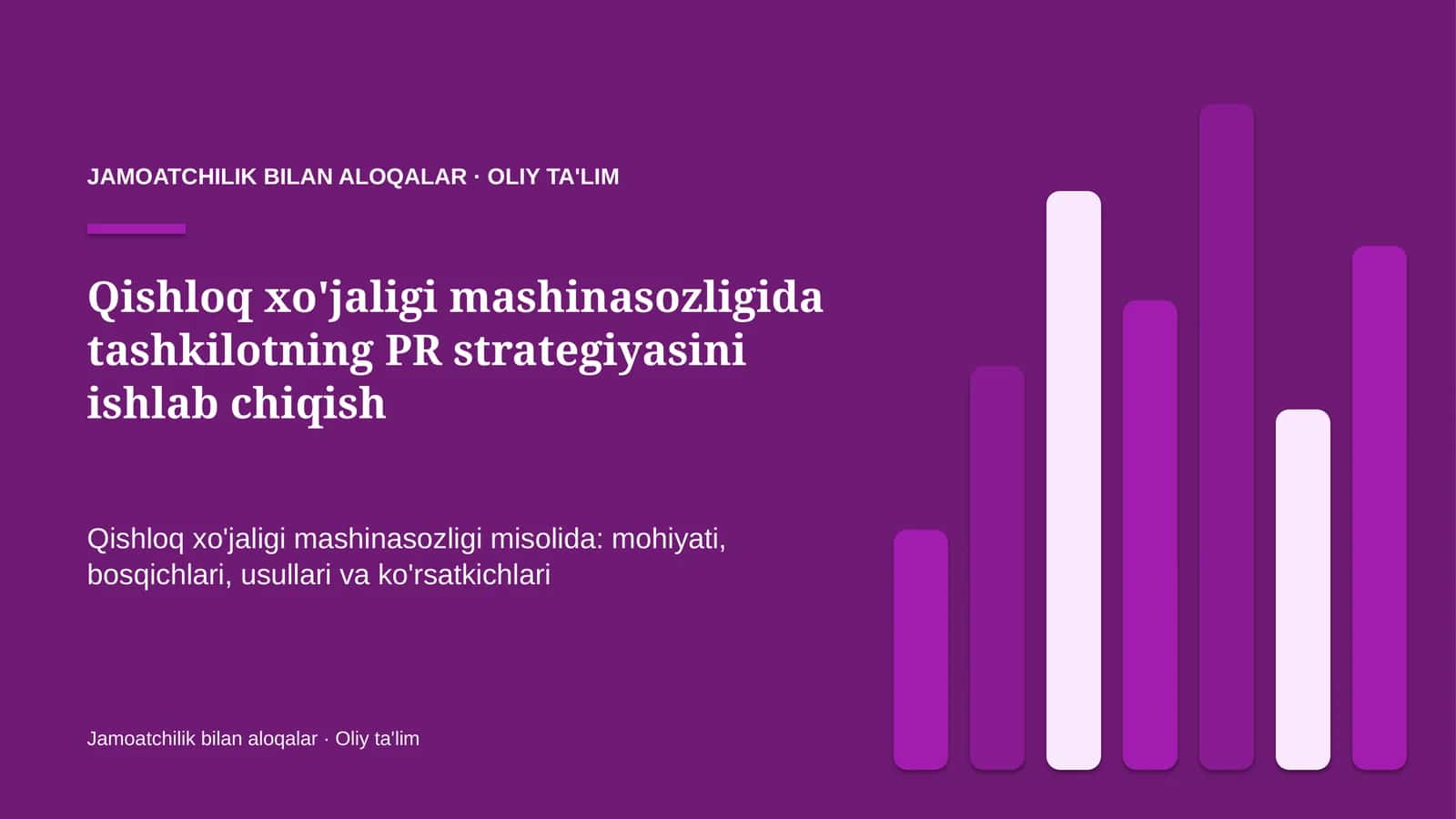 qishloq xo'jaligi mashinasozligida tashkilotning pr strategiyasini ishlab chiqish 9118
