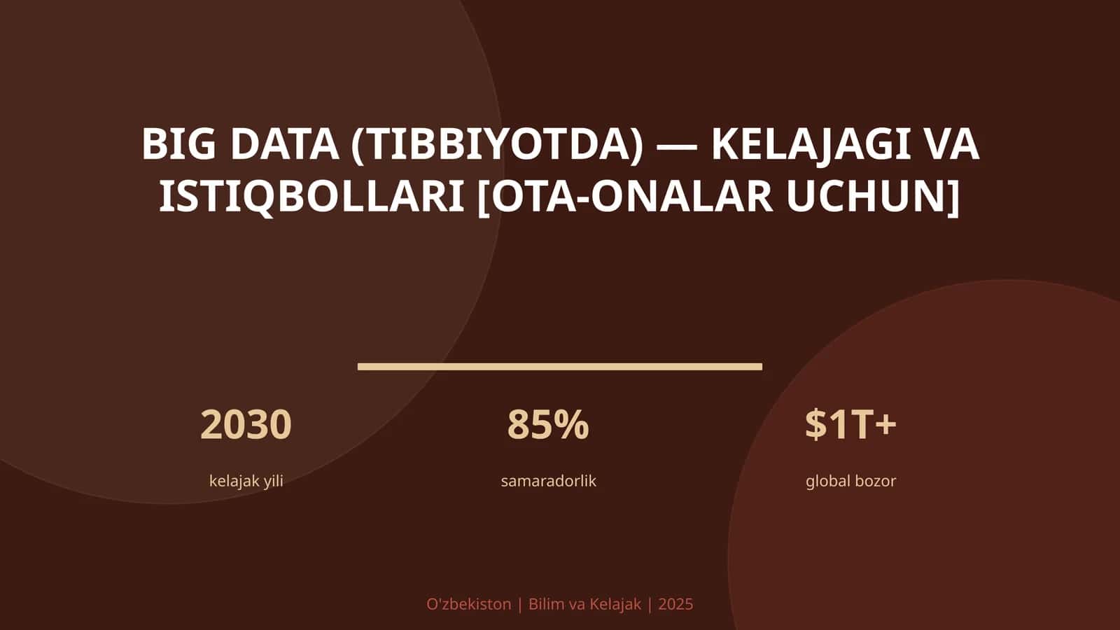 BIG DATA (TIBBIYOTDA) — KELAJAGI VA ISTIQBOLLARI [OTA-ONALAR UCHUN]