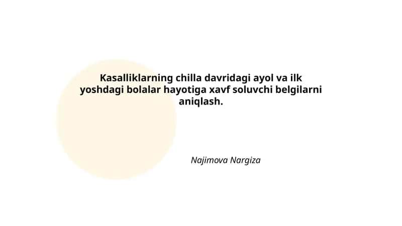 Chilla davridagi ayol va ilk yoshdagi bolalar kasalliklari