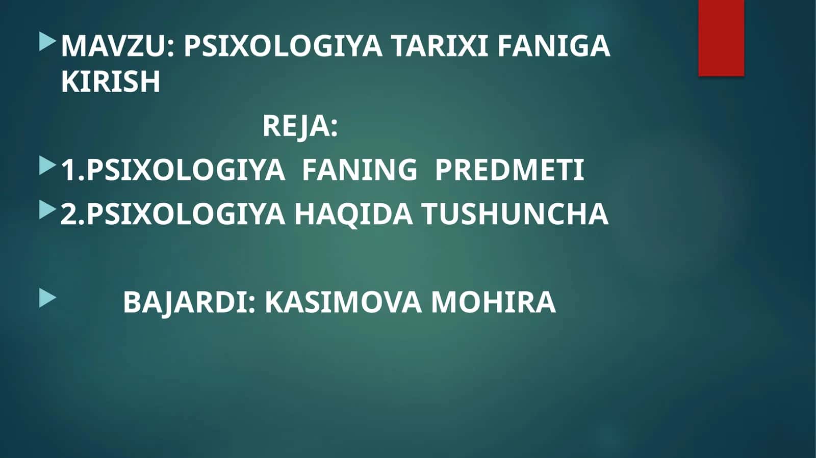 PSIXOLOGIYA TARIXI FANIGA KIRISH