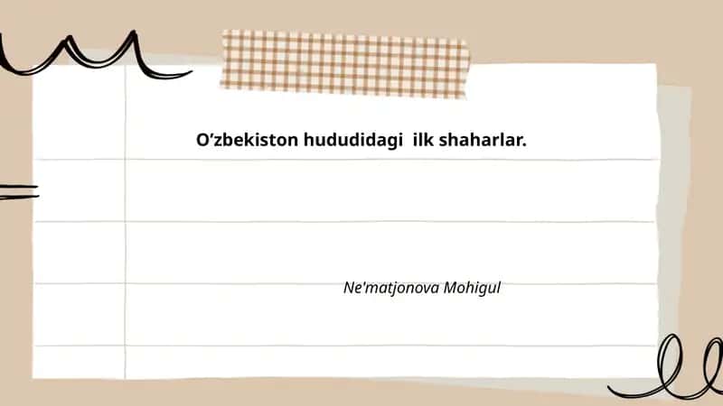 O’zbekiston hududidagi ilk shaharlar
