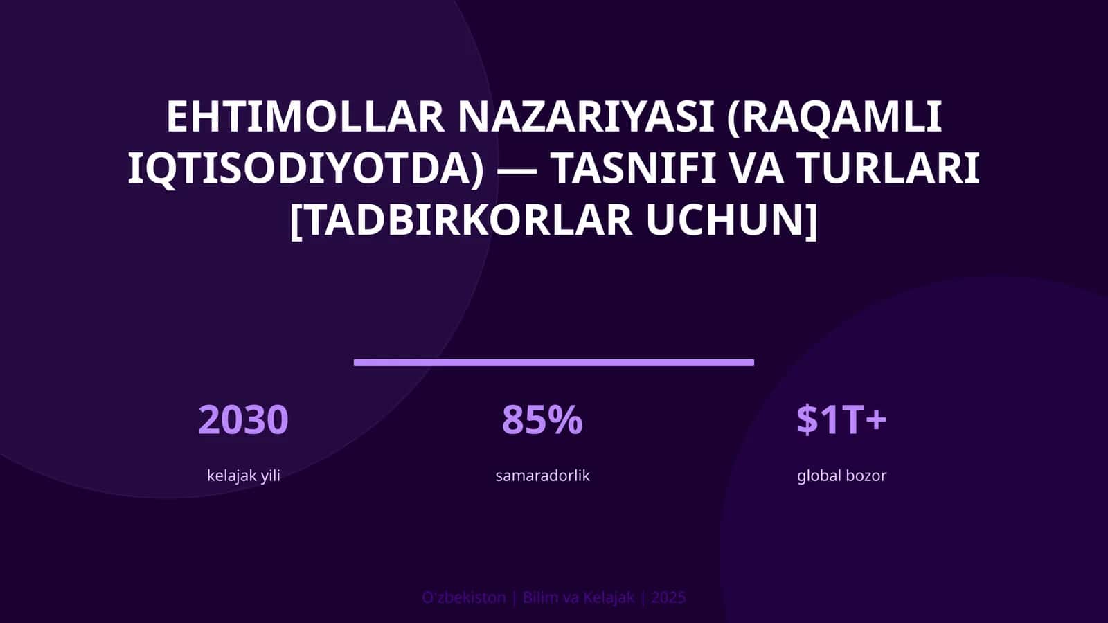 Ehtimollar nazariyasi (raqamli iqtisodiyotda) — tasnifi va turlari [tadbirkorlar uchun]